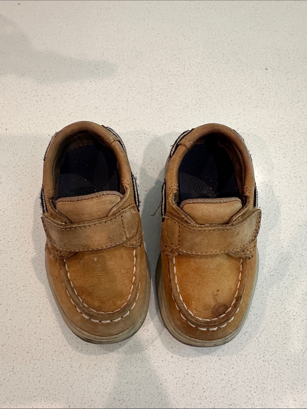 Sperry Kids Tan Leather Moccasin Hook-and-Loop Shoes